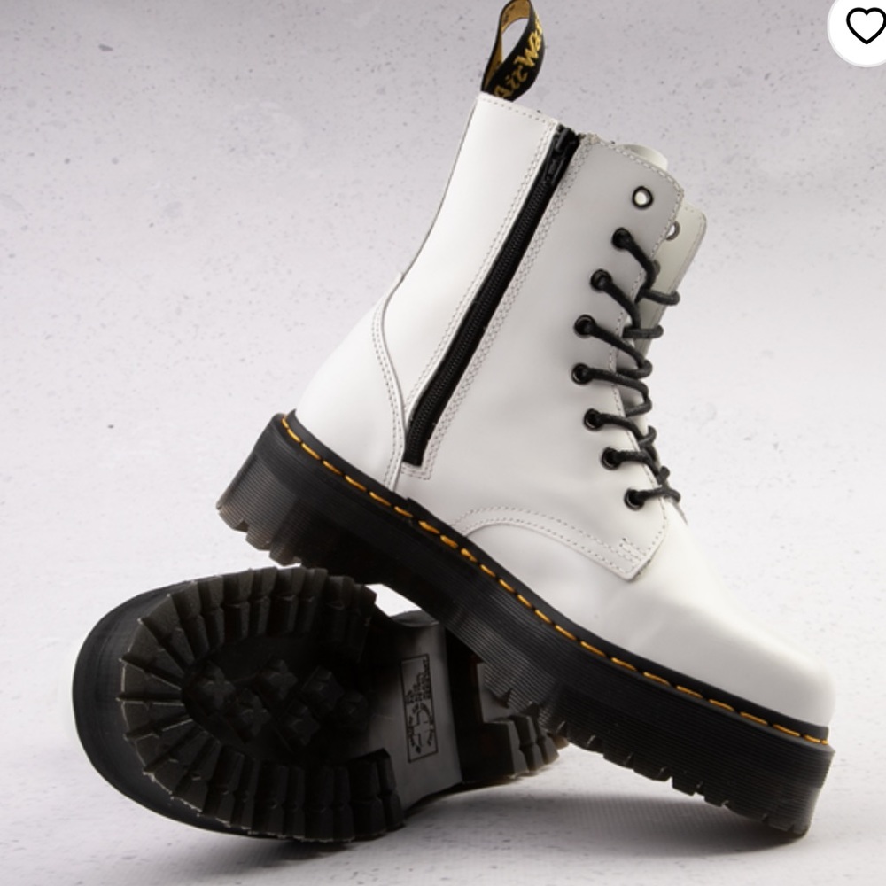 White Dr. Martens Jadon boots. Platform white.